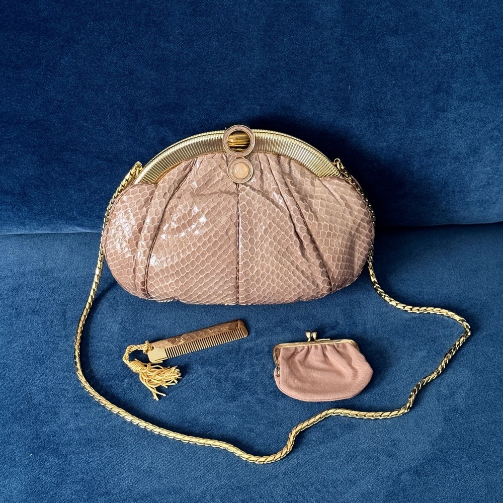 Judith Leiber Snakeskin Evening Clutch‎ Shoulder Bag